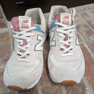 New Balance Shoe Mens 12 Gray/White/Light Blue ML574ERF Essentials Sneaker